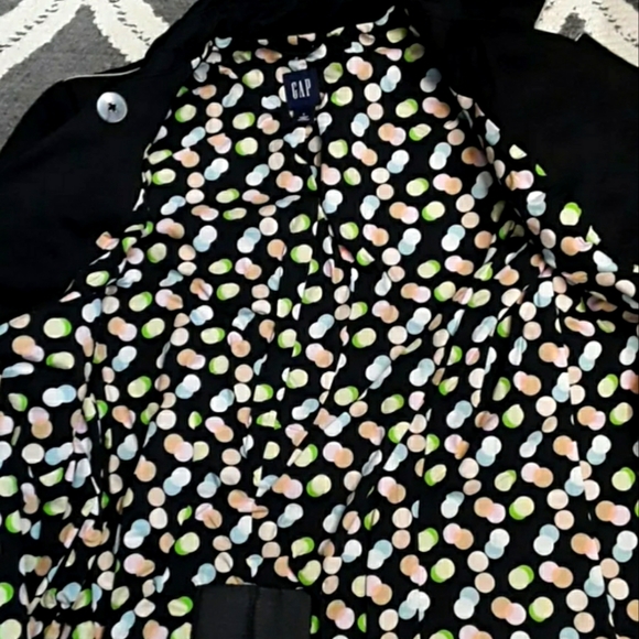 GAP Vintage Y2K Double Breasted Black Tan Piping Belted Cotton Trench Coat- L - Picture 9 of 16